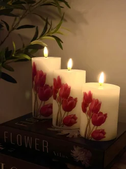VIAMAJA LED bloklys Tulipaner – Sæt m. 3stk og fjernbetjening Outlet