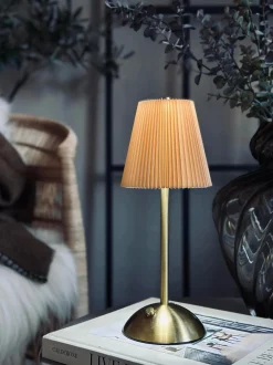 VIAMAJA LED bordlampe Plisse´ beige - genopladelig New
