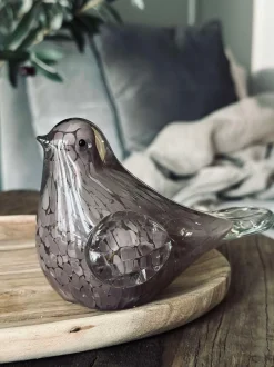 VIAMAJA LED Fugl i mundblæst glas - Old Rose Discount