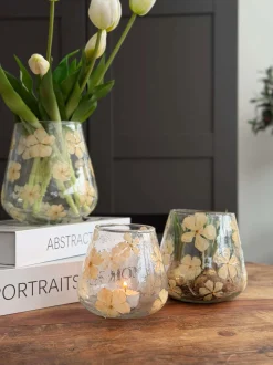 VIAMAJA Lysestage - Glas med blomster - flere størrelser Best