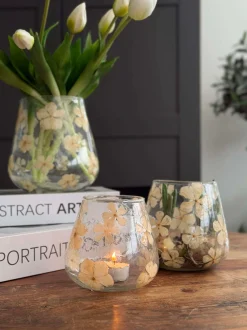 VIAMAJA Lysestage - Glas med blomster - flere størrelser Best