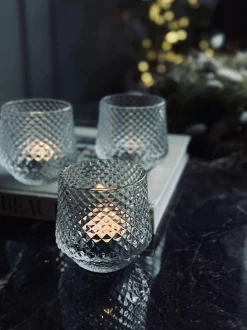 VIAMAJA Lysestager i klar glas - Sæt af 3 stk. Best