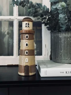 VIAMAJA Lyshus Keramik - Fyrtårn Beige strib