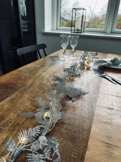 VIAMAJA Lyskæde LED SØLV med glimmer og timer