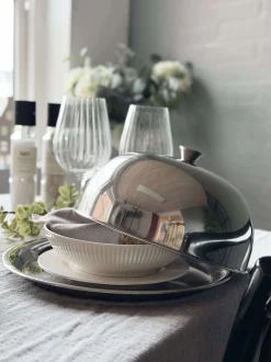 VIAMAJA Madklokke med tallerken - Rustfrit stål - Dia 30cm