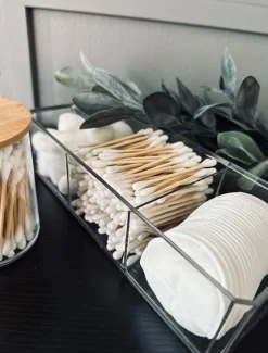 VIAMAJA Makeup organizer - Akryl med bambuslåg Hot