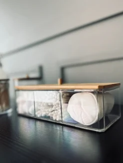VIAMAJA Makeup organizer - Akryl med bambuslåg Hot