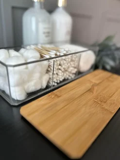 VIAMAJA Makeup organizer - Akryl med bambuslåg Hot
