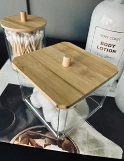 VIAMAJA Makeup organizer - Akryl med bambuslåg
