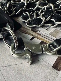 VIAMAJA Mobil / Nøglesnor – Black / silver leather Outlet