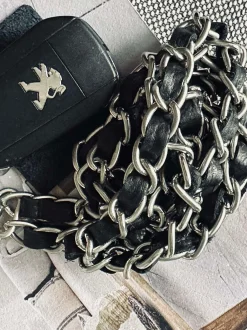 VIAMAJA Mobil / Nøglesnor – Black / silver leather Outlet