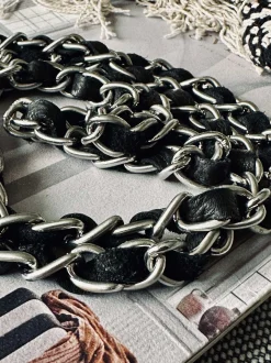 VIAMAJA Mobil / Nøglesnor – Black / silver leather Outlet