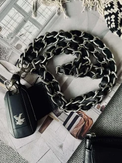VIAMAJA Mobil / Nøglesnor – Black / silver leather Outlet