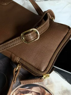 VIAMAJA Mobiltaske Misse - Coffee / gold Clearance