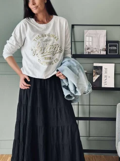 VIAMAJA Nederdel Boheme cotton – S/M Black Clearance