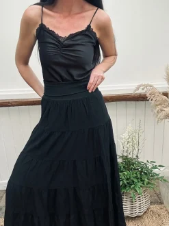 VIAMAJA Nederdel Boheme cotton – S/M Black Clearance