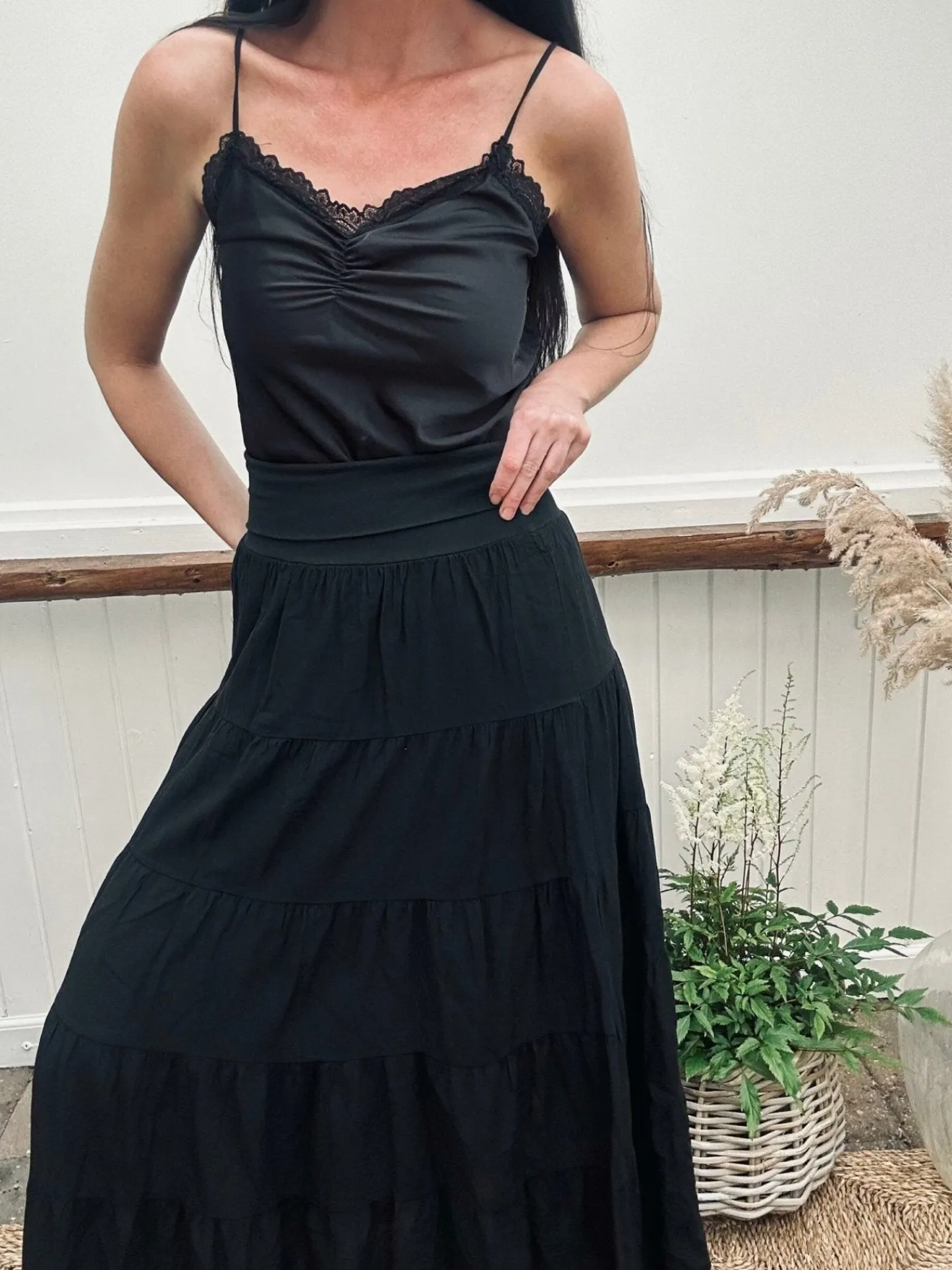 VIAMAJA Nederdel Boheme cotton – S/M Black Clearance
