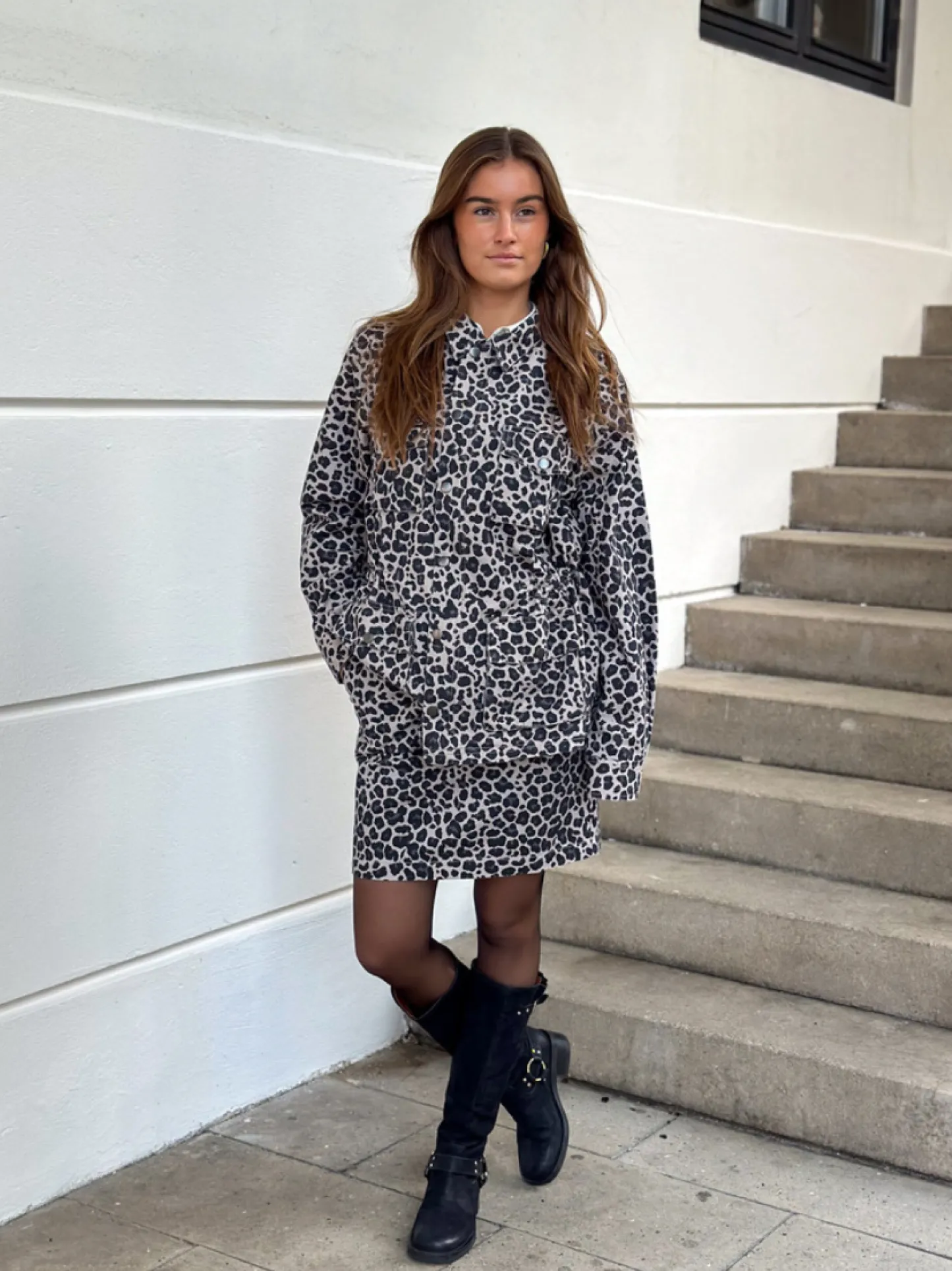 VIAMAJA Nederdel Jane Leopard Grey Best