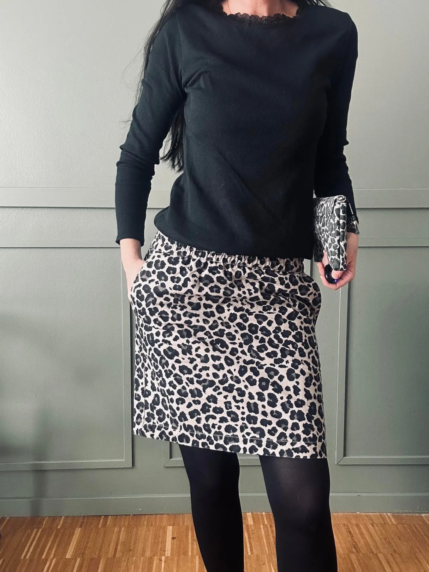 VIAMAJA Nederdel Jane Leopard Grey Best