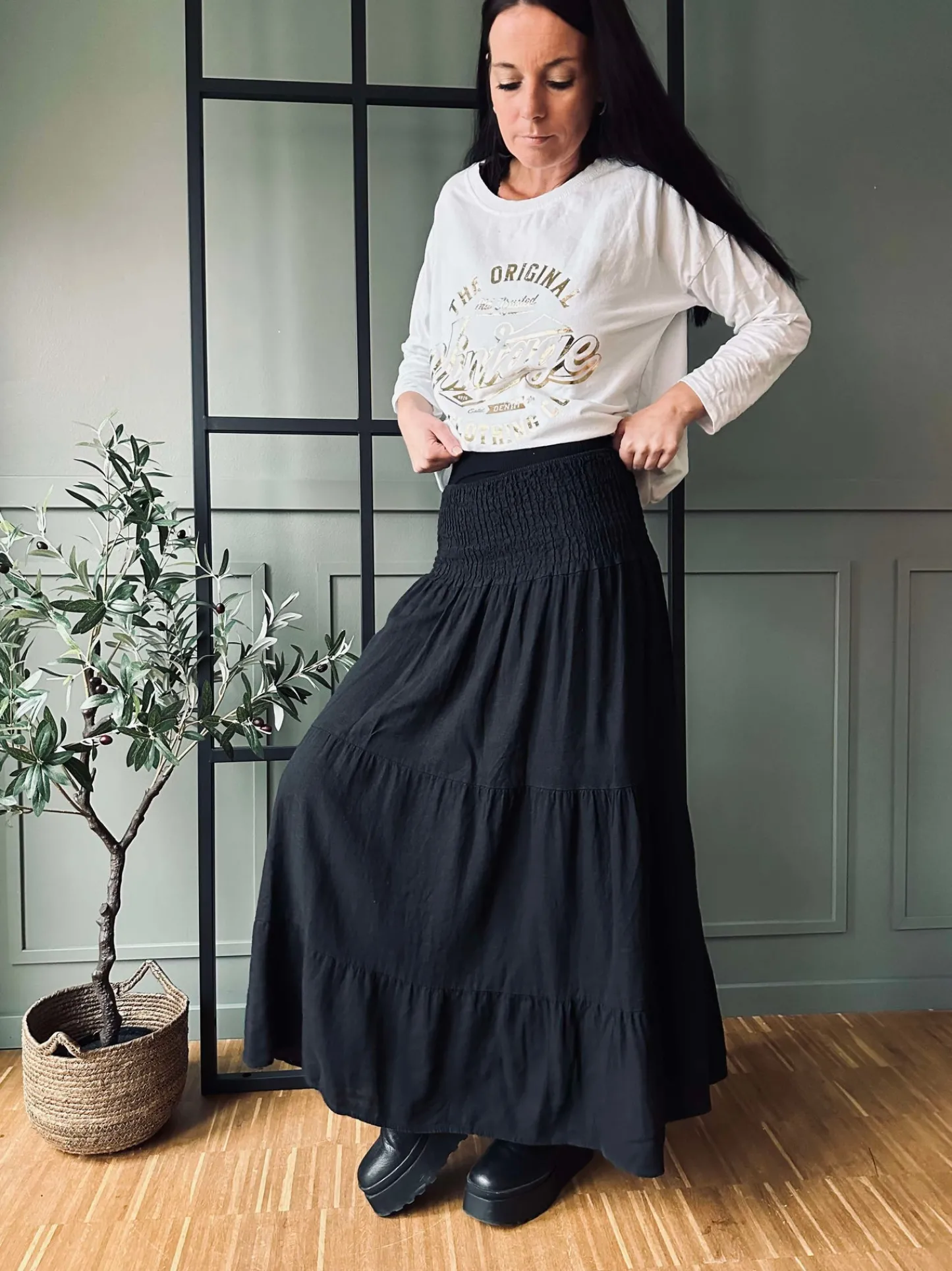 VIAMAJA Nederdel med smock - Black Discount