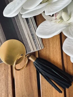 VIAMAJA Nøglering med kvast - Black leather Discount