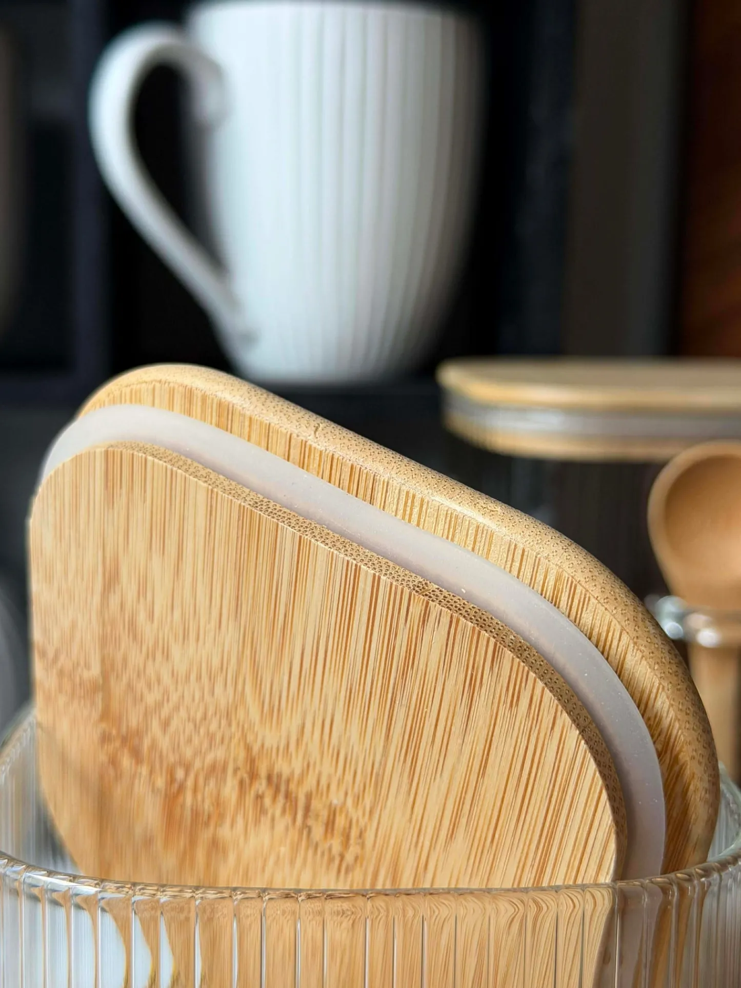 VIAMAJA Opbevaringsglas med bambuslåg og ske - Flere størrelser