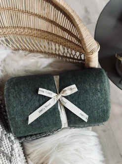 VIAMAJA Plaid 100 % uld - Grå / Oliven Outlet