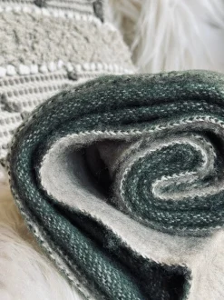 VIAMAJA Plaid 100 % uld - Grå / Oliven Outlet