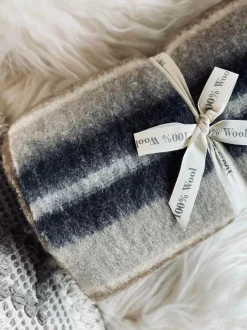 VIAMAJA Plaid 100 % uld - Taupe strib