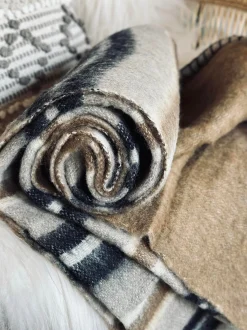 VIAMAJA Plaid 100 % uld - Taupe strib