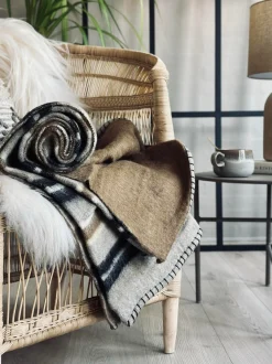 VIAMAJA Plaid 100 % uld - Taupe strib