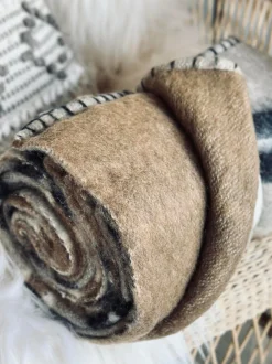 VIAMAJA Plaid 100 % uld - Taupe strib