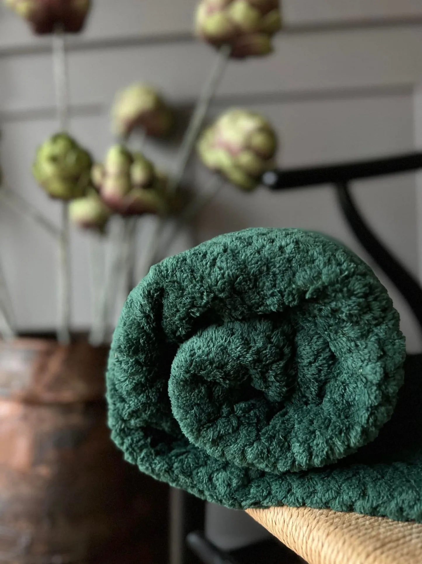 VIAMAJA Plaid i Luxus fleece - Grøn Clearance