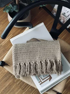VIAMAJA Plaid vaflet bomuld - Beige Clearance