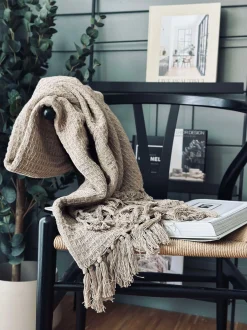 VIAMAJA Plaid vaflet bomuld - Beige Clearance