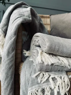 VIAMAJA Plaid vævet med kork – Nature grey mix Online