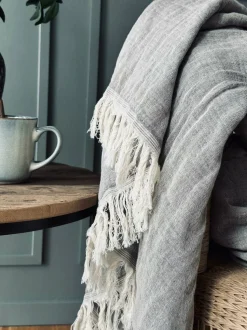 VIAMAJA Plaid vævet med kork – Nature grey mix Online