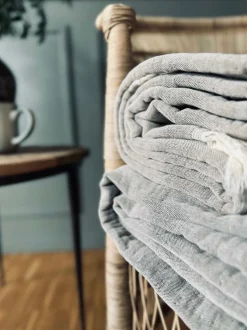 VIAMAJA Plaid vævet med kork – Nature grey mix Online