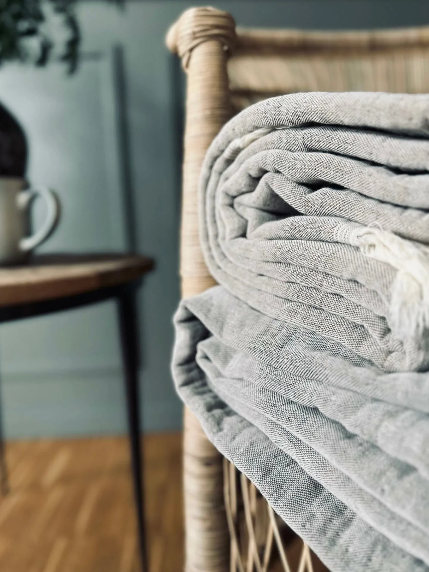 VIAMAJA Plaid vævet med kork – Nature grey mix Online