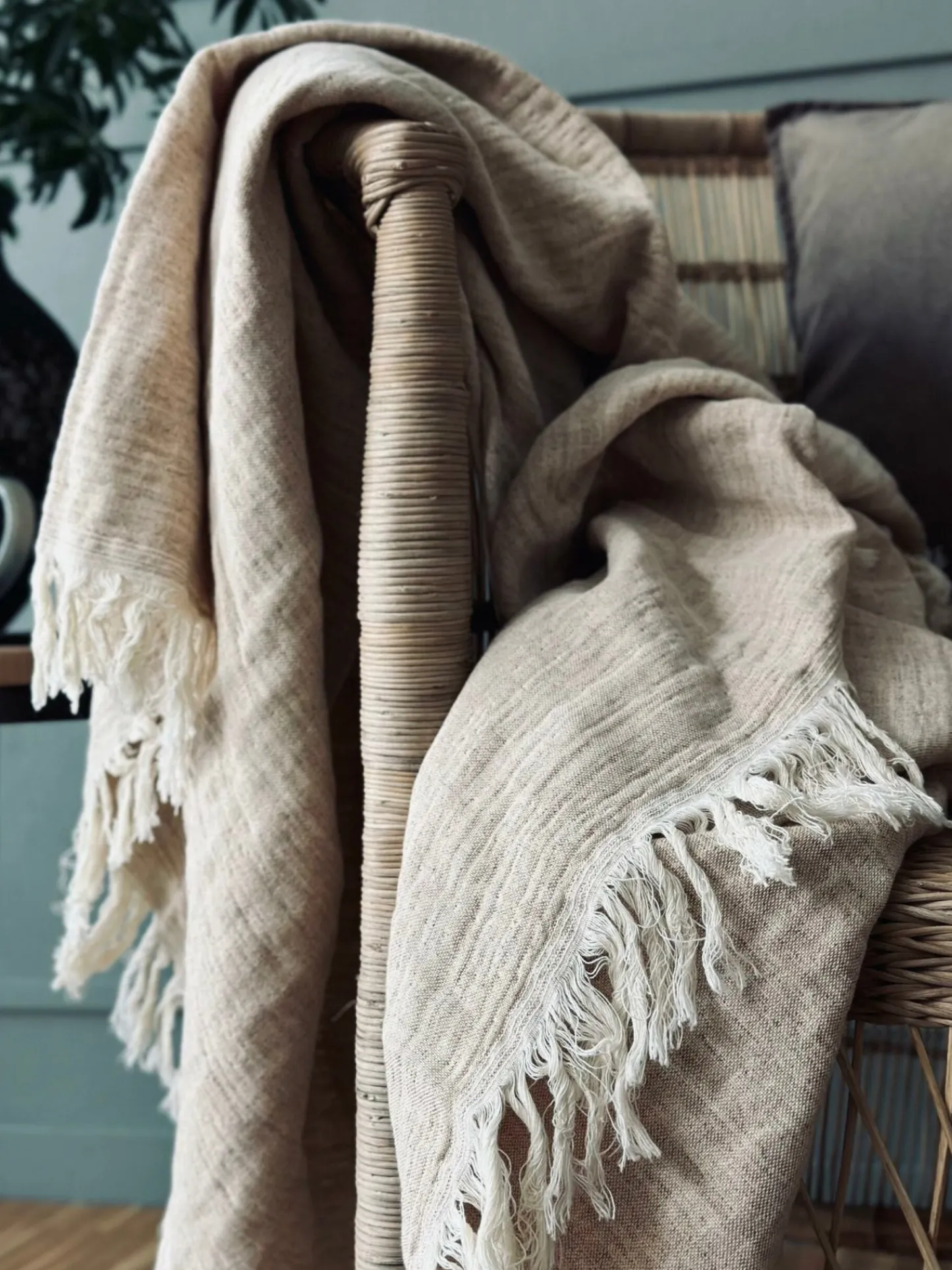 VIAMAJA Plaid vævet med kork – Nature mix Hot