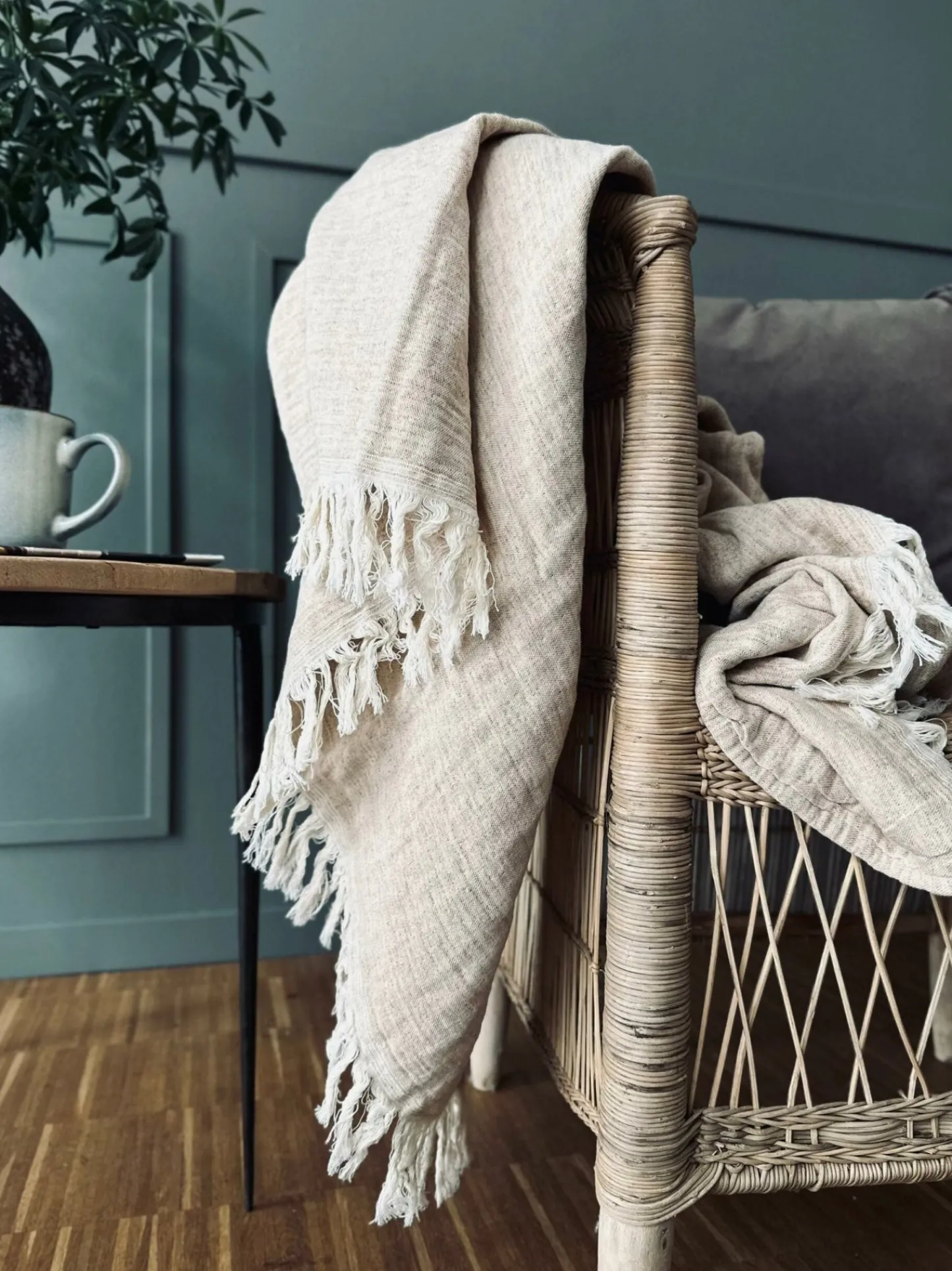 VIAMAJA Plaid vævet med kork – Nature mix Hot