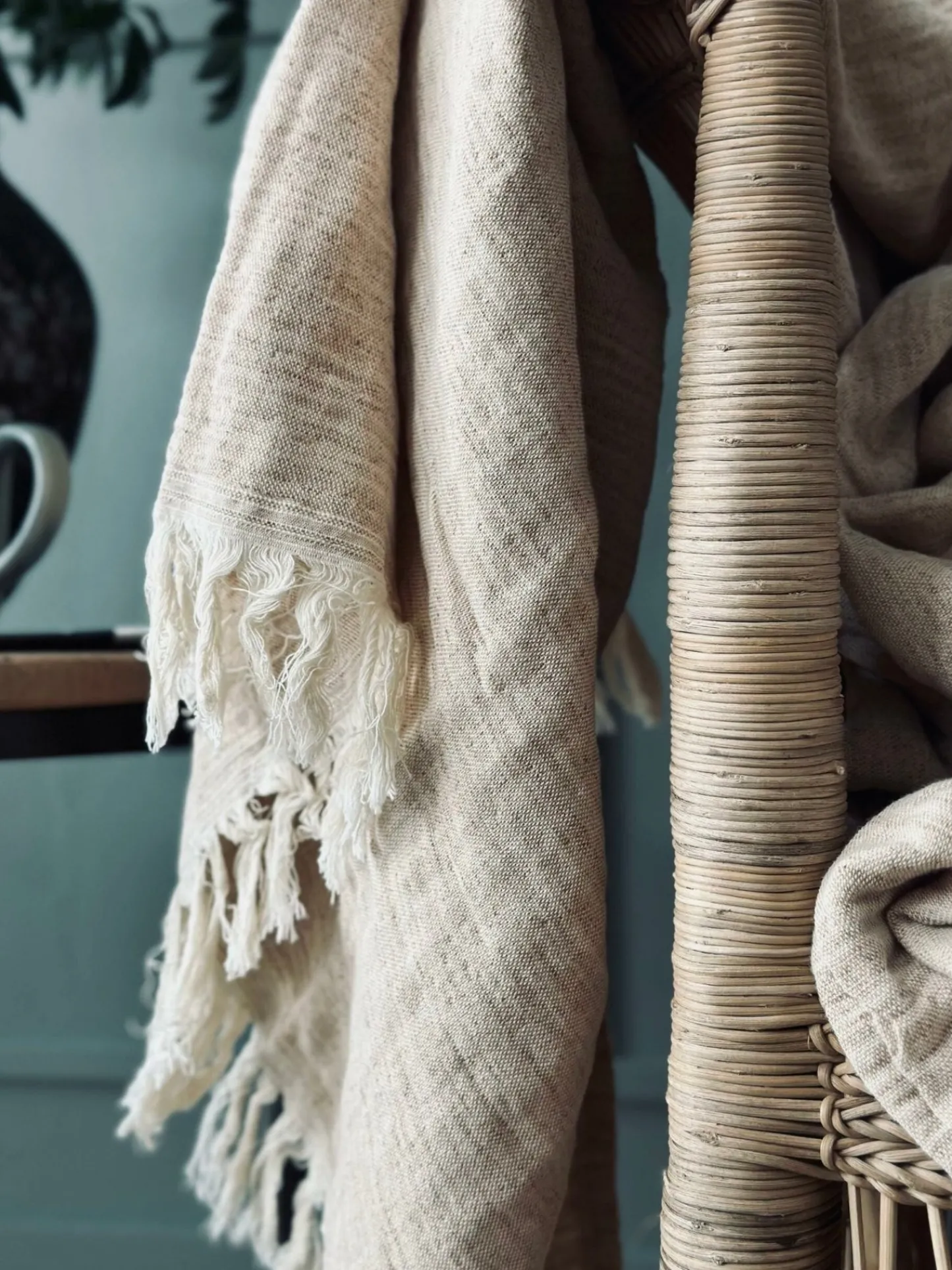 VIAMAJA Plaid vævet med kork – Nature mix Hot