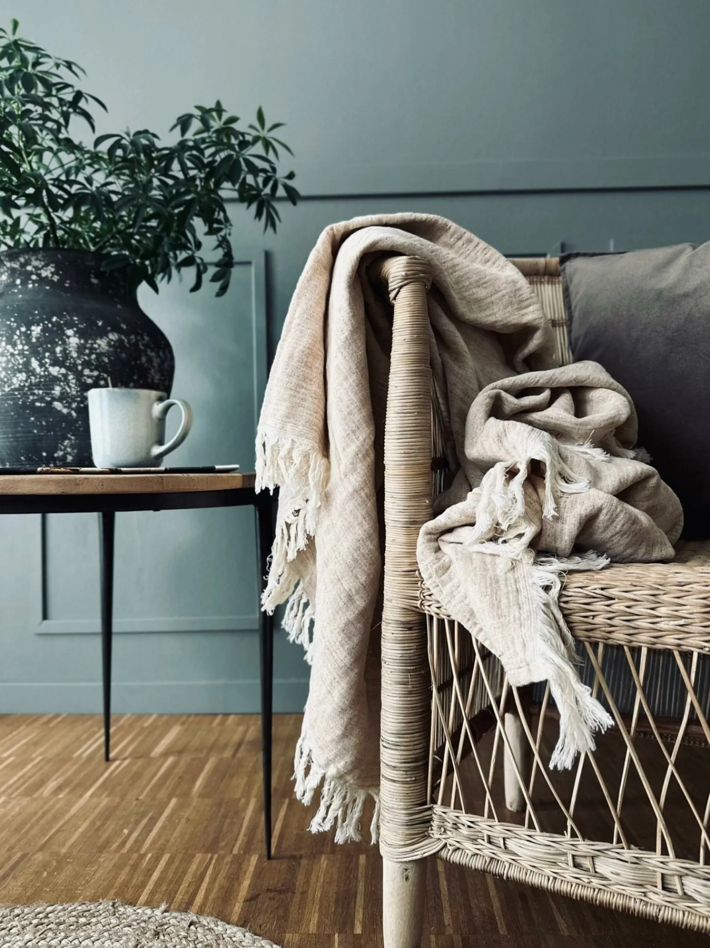 VIAMAJA Plaid vævet med kork – Nature mix Hot