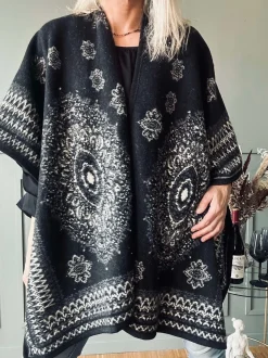VIAMAJA Poncho Black boheme Hot