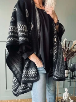 VIAMAJA Poncho Black boheme Hot
