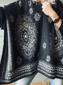 VIAMAJA Poncho Black boheme Hot