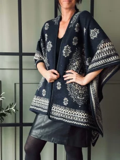 VIAMAJA Poncho Blue boheme Sale