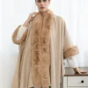 VIAMAJA Poncho med pelskant - Beige Clearance