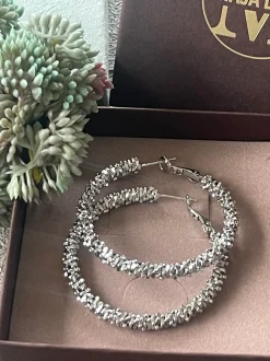 VIAMAJA Øreringe INA Hoops Large - sølvbelagt Clearance