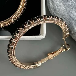 VIAMAJA Øreringe Smilla Hoops 18K forgyldt - Black Clearance